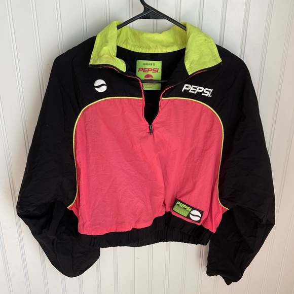 Rare Forever 21 x Pepsi Neon Cropped Jacket/Windbreaker - Picture 2 of 7